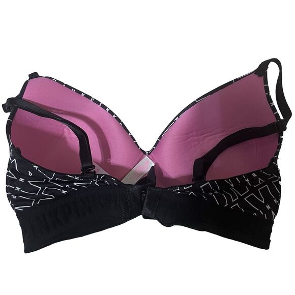 Victoria's Secret PINK Wear Everywhere Wireless Bra Black Monogram 32D - Picture 2 of 6
